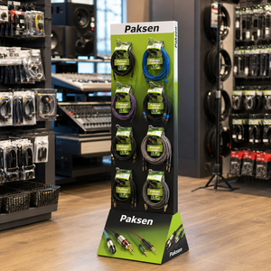 Présentoir en carton ondulé personnalisé avec crochets pour câbles audio, cordons de guitare et affichage de point de vente en magasin - Product Image 2