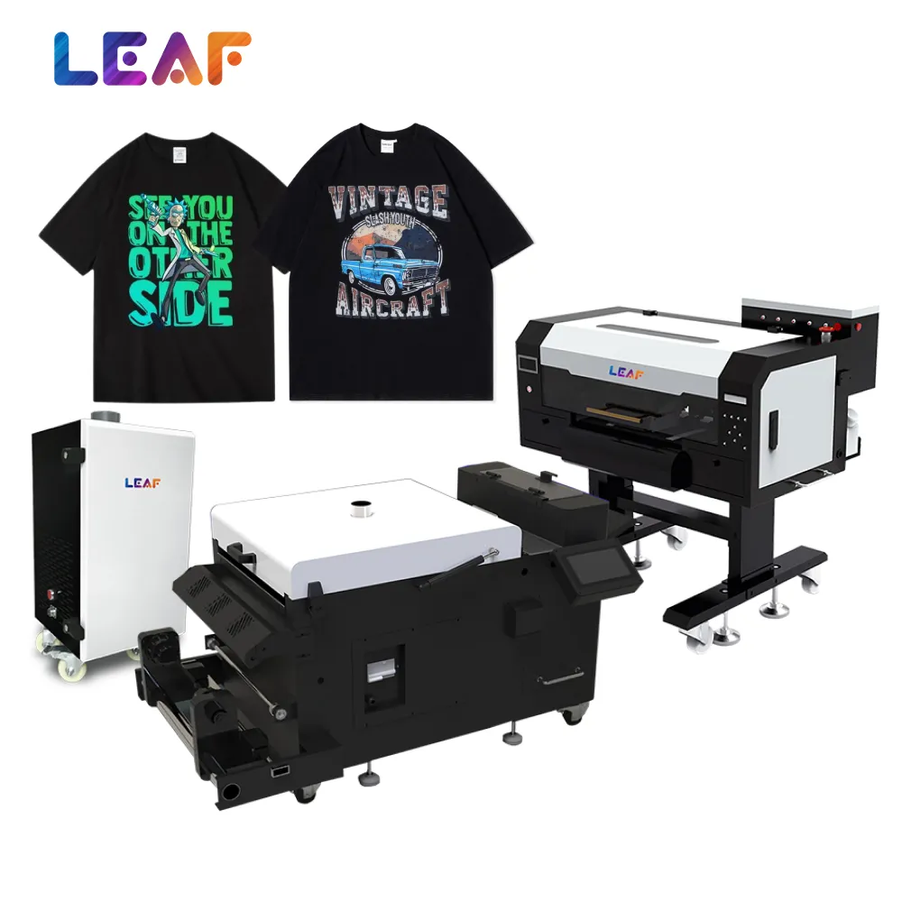 LEAF Printer DTF A3 T-shirt mesin cetak kontrol layar sentuh cetak 33cm I1600 XP600 Dual Head A3 pencetak Dtf