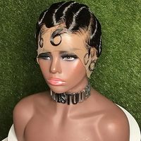 Perruques courtes coupe pixie 100% cheveux humains brésiliens Remy, perruque ondulée Ocean avec dentelle frontale transparente 13x4 pour femmes noires
