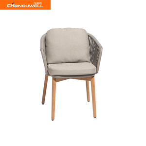 Outdoor <strong>Teak</strong> Wood Square <strong>Table</strong> with Garden Rope Chairs for Apartment Villa Courtyard Park &amp; Patio Use - Product Image 3