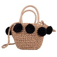 Sac à main personnalisé à pompon noir mode estivale sac à main tissé en paille à une épaule pour femmes sacs à main Miss Unique