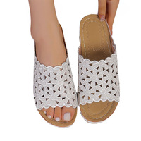 Sandales compensées épaisses à talon compensé, motif floral ajouré, pour femme, nouvelle collection, vente en gros directe usine