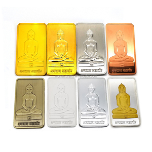 Lingot métallique rectangulaire écologique avec logo Bouddha indien personnalisé WD, 1 once, bronze bouddhiste, cuivre plaqué argent - Product Image 1