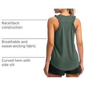 Camiseta Deportiva Personalizada para Mujer, con Volantes, sin Mangas, Estilo Racerback, Cuello Redondo, Informal, Holgada, para Correr, Yoga, UPF 50+ - Product Image 4