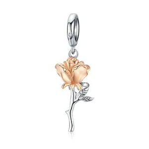 Tự làm đính cườm Vòng đeo tay vòng cổ đặt nhà máy bán buôn Rose Gold Sterling Silver mạ Hollow Drop đồ trang sức thời trang mặt dây Charms