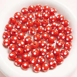 Cuentas redondas de resina de colores de lunares divertidos de 12mm para materiales hechos a mano DIY accesorios de cadena de teléfono móvil - Product Image 6