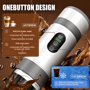 เครื่องชงกาแฟพกพาแบบถอดแบตเตอรี่ได้ ดีไซน์ใหม่ปี 2026 เครื่องชงกาแฟไฟฟ้า หน้าจอดิจิตอล เครื่องชงกาแฟเอสเพรสโซ - Product Image 2