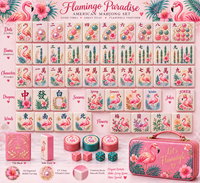 Juego de Mahjong Americano de Lujo Personalizado con Reverso de Jade, Dos Capas, 160/166 Piezas, Color Rosa Pastel Flamenco, para Mujeres