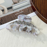 Pince à cheveux personnalisée en forme de citrouille avec fixation de queue de cheval de luxe entièrement ornée de diamants, pince à griffes creuse en acétate