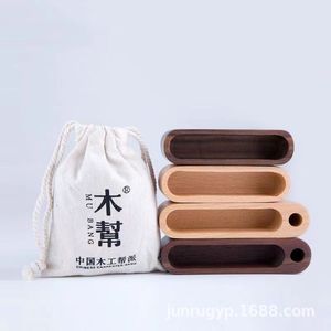 Porte-cartes de visite en bois, couleur noyer naturel, impression de logo, support de rangement de bureau - Product Image 4