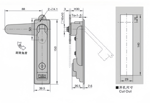 MS712-1 Zinc Alloy Plane Lock Compression <strong>Latch</strong> <strong>Panel</strong> Push Locks Swing <strong>Door</strong> Handle Plane Lock for Distribution Boxes - Product Image 2