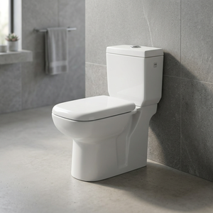 โถสุขภัณฑ์เซรามิคแบบสองชิ้นทรงสี่เหลี่ยม รุ่น Square Aqua Pan ระบบกดน้ำสองปุ่ม แบบ P-Trap พร้อมระบบดูดกลับด้านข้าง - Product Image 4