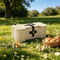 Panier de rangement en jonc de mer en forme d'os pour petits/moyens chiens et chats - Organisateur écologique pour jouets à mâcher et friandises