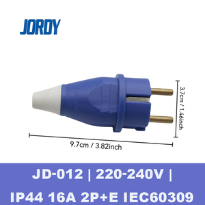 Enchufe Europeo Schuko IP44, JORDY JD-012 16A 250V Azul 2P+E Conector Macho Industrial - Product Image 3