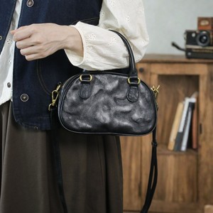 Sac à main en cuir de vachette tanné végétal, couleur café noir, fermeture éclair, sac bandoulière souple pour femme, usage quotidien - Product Image 1