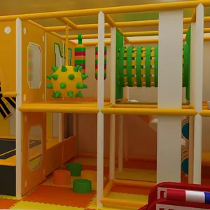 流行廉价儿童木制软玩塑料儿童室内游乐场