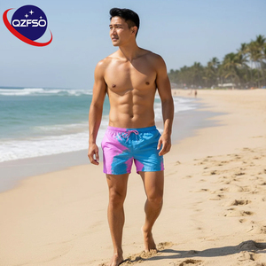 Shorts de bain thermochromiques QZFSO personnalisés avec logo, tissu sensible à la température, changement de couleur, pour la plage - Product Image 2