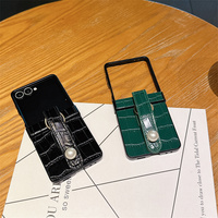 Étui de téléphone portable élégant et luxueux avec bracelet en perles et motif crocodile pour Z Flip 7 6 5, avec dragonne, coque de protection tendance