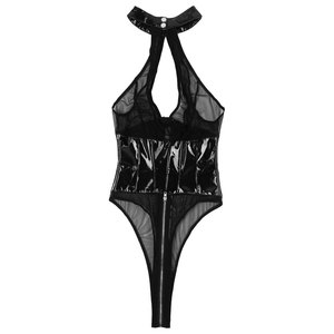 Femmes <span class=keywords><strong>en</strong></span> <span class=keywords><strong>cuir</strong></span> licou body sans manches femmes sous-vêtements Sexy fermeture éclair Lingerie body maille transparente <span class=keywords><strong>cuir</strong></span> Lingerie - Product Image 4