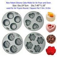 Ensemble d'accessoires pour friteuse à air : Moule à muffins, Moule à donuts, Moule à savarin en silicone, Doublures pour friteuse à air, Carré, Rectangle, Double panier