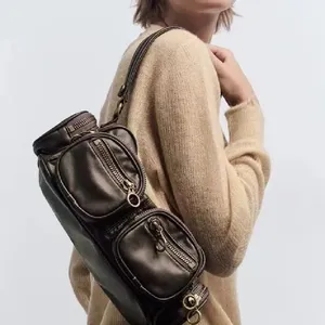 Punk Stylish Handlebags for Women PU Underarm Bags Leisure Armpit Bag Shopping Shoulder Bags Female Fashion Handbag