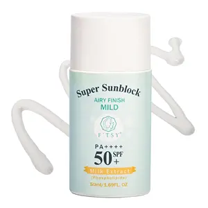Crema solare 100% con etichetta privata per latte solare minerale SPF 50 PA +++ UVA UVB protezione per la pelle sensibile