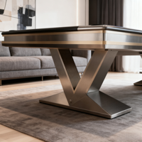 Table de billard de luxe en bois massif, personnalisée en usine, qualité tournoi, avec poches en cuir rembourrées et système de récupération automatique des billes