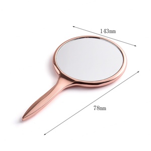 Espejo de Mano Redondo Personalizado de Metal Vintage con Adhesivo Epoxi Color Oro Rosa y Logotipo - Product Image 6
