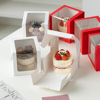 Boîte à gâteau personnalisée en gros avec logo, boîte d'emballage pour gâteau en carton biodégradable mini 2/3 pouces, couleur ivoire, avec fenêtre