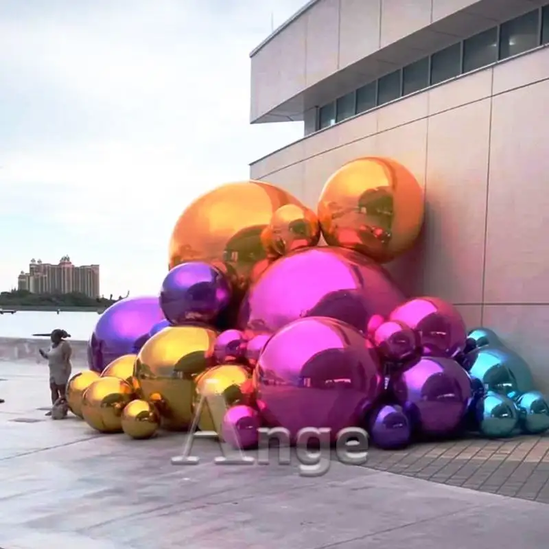 Decorative inflatable Chrome plated ball mirror metallic balloons big shiny balls Inflatable Reflective ball
