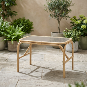 Table d'étude en rotin naturel tissé pour enfants et étudiants, table d'étude en bois - Product Image 2