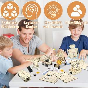 Nouveauté : Kit <span class=keywords><strong>scientifique</strong></span> STEM pour enfants, kits d'expériences 6-en-1, ensemble de construction électrique, jouets éducatifs en bois pour enfants - Product Image 6