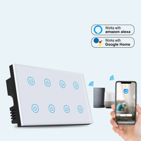 Interrupteur mural tactile LEDEAST DS-1431WN 8 gangs, norme britannique, avec contrôle de minuterie pour maison intelligente, compatible avec Alexa et Google Home (commande vocale)