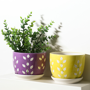 Vasi per <span class=keywords><strong>Fiori</strong></span> in Ceramica con <span class=keywords><strong>Disegni</strong></span> Semplici Fatti a Mano, Decorazioni per Casa e Giardino - Product Image 2