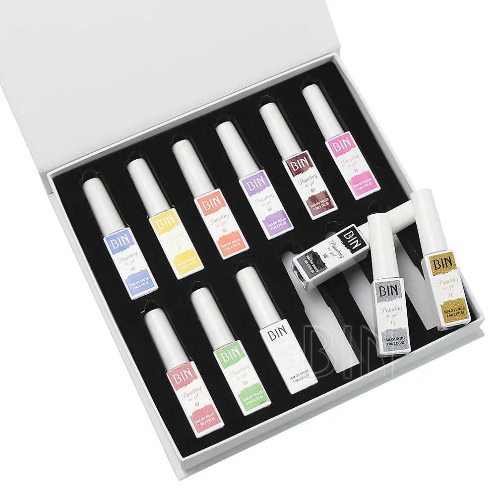 BIN Colorful nail art painting gel set wholesale uv gel polish 12pcs/box 24pcs/box