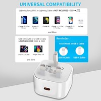 Chargeur mural USB-C à charge rapide PD 20W de haute qualité avec prise britannique pour téléphone portable et écouteurs, certifié UKCA