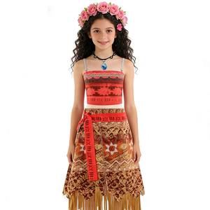 Costume di Moana, gonna corta, abito per performance di gioco di ruolo, gonna in erba, set due pezzi, gonna stampata in poliestere - Product Image 1