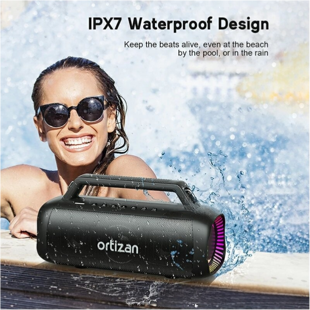 Ortizan M12 Bluetooth Speaker 50W Heavy Bass True Wireless Stereo RGB Light Show B2B Bulk Supplier Custom Branding