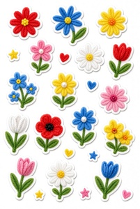 12 Pcs <b>Self</b> <b>Adhesive</b> <b>Felt</b> Flower Stickers Bouquet Tulip Daisy Craft Applique for Home Decoration - Product Image 4