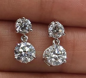 Wholesale Supply Vintage Inspired <b>Sterling</b> <b>Silver</b> Rhodium Plated Moissanite Diamond <b>Stud</b> Earrings Minimalist Style Women's Daily - Product Image 1