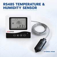 Alat Pengukur Suhu dan Kelembapan Eksternal -40 hingga 125 ℃   Kalibrasi Alarm Batas Atas Bawah RH 0-100%