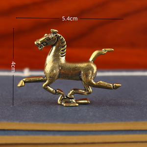 Cavallo Zodiacale Retrò in Ottone Dington, Cavallo che Calpega Rondini Volanti, Decorazione per Scrivania, Galoppante, Piccolo Animale - Product Image 5