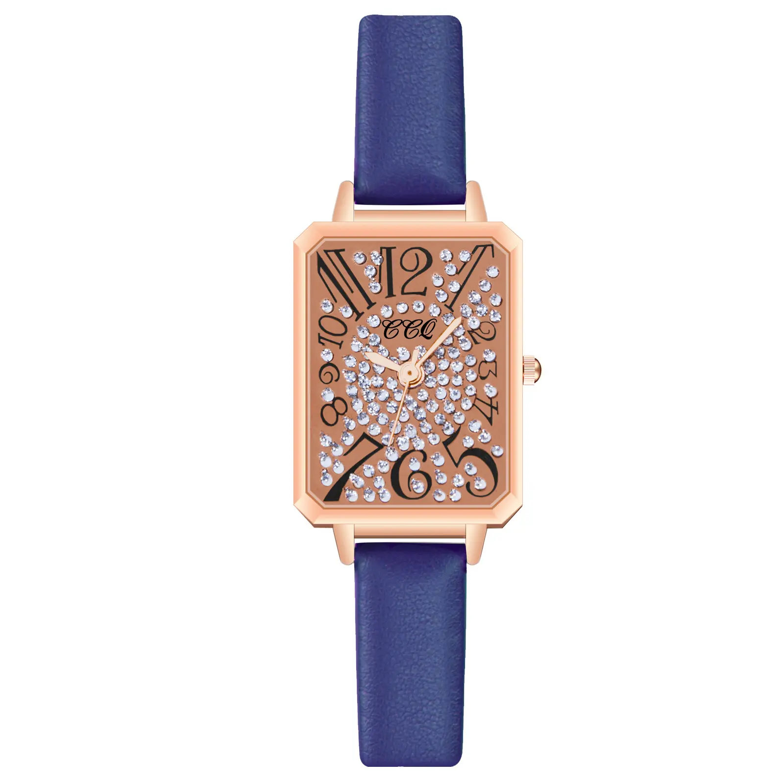 CCQ44 Fashion Creative size digital diamond inlaid square alloy dial quartz watch simple thin belt women Watch