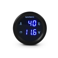 Dynoracing 2 inci 52mm 2 in 1 Pengukur Suhu Air Digital Voltmeter 12V/24V LED Biru Pengukur Mobil Meter Mobil dengan Sensor Suhu 1/8NPT