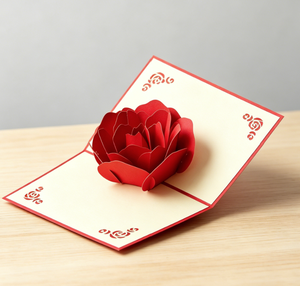 Carte de vœux 3D en forme de rose pour petite amie, parfaite pour la Saint-Valentin et les anniversaires, avec une ambiance romantique et cérémonieuse - Product Image 1