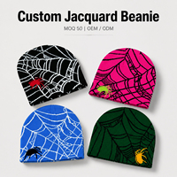 Gorro de Punto Jacquard Estilo Vintage Y2K con Diseño de Telaraña, Estilo Gótico Urbano, Sin Puño, Personalizado por el Fabricante, para Hombre