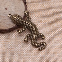 Accessoire de bracelet et collier en bronze antique, 59x25mm, 5.7g, pendentif mignon en forme de gecko animal