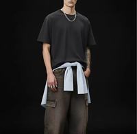 T-shirt pour homme en coton 100% de taille extra-large 260g, tricoté, coupe ample, respirant, couleur unie, logo personnalisé High Street