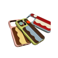 Coque de téléphone Mignon Mélange Couleur De Protection Antichoc Housse Dragonne Fente Pour Carte Funda pour iPhone 16 15 14 13 12 Pro Max Plus