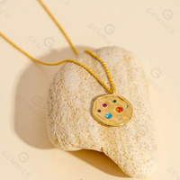 Gemnel Wholesale Bulk New Arrival 14K Gold Plated Customize Luxury Quality Beat Statement Pendant Necklace